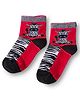 Mustang Cotton Knit Ankle Length Socks with Animal Design - Red