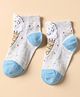 Mustang Cotton Knit Ankle Length Socks with Ice Cream Design - White