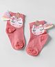 Mustang Cotton Knit Ankle Length Socks with Unicorn Design - Coral