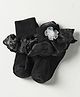 Mustang Cotton Knit Socks With Lace & Floral Applique - Black