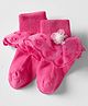 Mustang Cotton Knit Socks With Lace & Floral Applique - Fuchsia