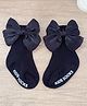 Kidofash Cotton Nylon Knit Kids Socks Text Embroidered Bow Applique Socks - Black