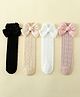 Kidofash Knit Pack Of 4 Bow Applique Detailed Socks - Black White Pink & Cream