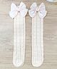 Kidofash Knit Bow Applique Detailed Socks - Light Brown