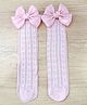 Kidofash Knit Bow Applique Detailed Socks - Pink