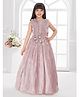 Betty By Tiny Kingdom Satin Woven Sleeveless Floral Applique Detailed Stones Embellished Gown - Pink