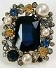 SYGA Luxury Retro Pearl & Diamond Brooch Style Plated Alloy Corsage Pin - Blue