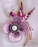 SYGA Elegant Embroidered Flower Brooch with Bird Design Alloy Pin for Women & Girls - Purple