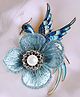 SYGA Women Elegant Embroidered Flower Brooch with Bird Design Alloy Pin for Women & Girls - Blue