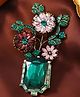 SYGA Women Retro French Crystal Vase Brooch Elegant Pin , Alloy Floral Accessory for Clothing and Scarves - Green