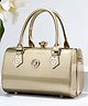 SYGA Women Elegant Glossy Handbag  Medium Pillow Bag with Lock Closure (Golden)