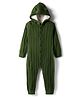 Babyhug Sweater Knit Full Sleeves Winter Wear Solid Hooded Romper - Dark Green