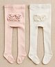 SYGA Pack of 2 Cotton Solid Stockings - Pink & White