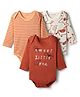 Kookie Kids Interlock Knit Full Sleeves Striped & Animal Printed Onesies Pack of 3 - Multicolor