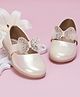 Neska Moda Rhinestones Embellished Butterfly Applique Detailed With Velcro Closure Mary Jane Ballerinas - Beige