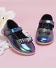Neska Moda Bow Applique & Holographic Designed With Velcro Closure Mary Jane Ballerinas - Multi Colour