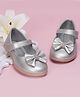 Neska Moda Stones Embellished Bow Applique Detailed Marie Jane Ballerinas - Silver