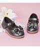 Neska Moda Stones Embellished Bow Applique Detailed Marie Jane Ballerinas - Grey