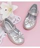 Neska Moda Bow Applique Detailed With Velcro Closure Mary Jane Ballerinas - Silver