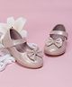 Neska Moda Bow Applique Detailed With Velcro Closure Mary Jane Ballerinas - Peach