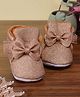 Neska Moda Bow Applique Detailed Glitter Designed Velcro Closure Booties - Brown