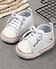 Neska Moda Baby Text Patch Embroidered Lace Up Booties - White
