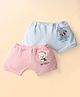 CUCUMBER Cotton Shorts with Animal Print Pack of 2 - Light Blue & Pink
