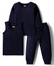 Babyhug Knit Full Sleeves Solid Color Pullover Thermal Inner Wear Set - Navy Blue
