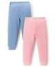 Babyhug Knit Full Length Solid Colour Thermal Inner Wear Leggings Pack Of 2 - Pink & Light Blue