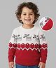 Mark & Mia Knit Full Sleeves Pullover Sweater with Fair Isle Jacquard Design - Red