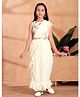 Aarika Georgette Woven Solid Saree With Sleeveless Sequin Embellished & Embroidered Blouse & Belt Set - Cream