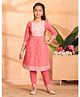 Aarika Cotton Blend Woven Three Fourth Sleeves Floral Embroidered Kurta With Coordinating Pant Set - Peach
