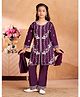 Aarika Silk Woven Three Fourth Sleeves Sequin Embellished & Embroidered Kurta With Pant & Dupatta Set - Purple