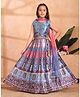 Aarika Silk Woven Sleeveless Floral Printed Mirror Work Detailed Lehenga Choli With Dupatta Set - Teal Blue