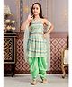 Aarika Silk Woven Sleeveless Floral Printed Lace Embellished Kurta Patiala With Dupatta Set - Sea Green