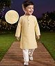 Babyhug Cotton Woven Full Sleeves Kurta Pyjama Set with Embroidery - Yellow & White