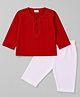 Babyhug Cotton Woven Full Sleeves Solid Colour Kurta Pajama Set - Red