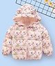 Mark & Mia Full Sleeves Hooded Padded Winter Jacket With Puppy Print - Beige