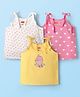 Babyhug 100% Cotton Woven Sleeveless Shoulder Tie Knot Jhabla with Polka Dots & Heart Print Pack of 3 - White Pink & Yellow