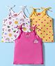 Babyhug 100% Cotton Cambric Woven Sleevesless Shoulder Tie Knot Jhabla with Hearts & Floral Print Pack of 3 - Pink Yellow & White