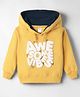 Tango Knit Full Sleeves Hooded Fleece Sweatshirt with Text Print - Yellow