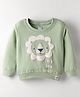 Tango Knit Full Sleeves Pullover Fleece Sweatshirt with Lion Print - Light Green