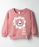 Tango Knit Full Sleeves Pullover Fleece Sweatshirt with Lion Print - Pink