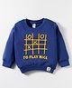 Tango Knit Full Sleeves Pullover Fleece Sweatshirt with Tic Tac Toe Print - Navy Blue