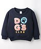 Tango Knit Full Sleeves Pullover Fleece Sweatshirt with Dog Patch & Print - Navy Blue