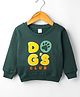 Tango Knit Full Sleeves Pullover Fleece Sweatshirt with Dog Patch & Print - Green