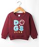 Tango Knit Full Sleeves Pullover Fleece Sweatshirt with Dog Patch & Print - Wine