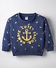 Tango Knit Full Sleeves Pullover Fleece Sweatshirt with Anchor Print - Navy Blue
