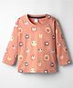 Tango Single Jersey Knit Full Sleeves T-Shirt with Animal Print - Peach