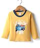 Tango Single Jersey Knit Full Sleeves T-Shirt with Vehicle Print & Load Off Text Print - Yellow